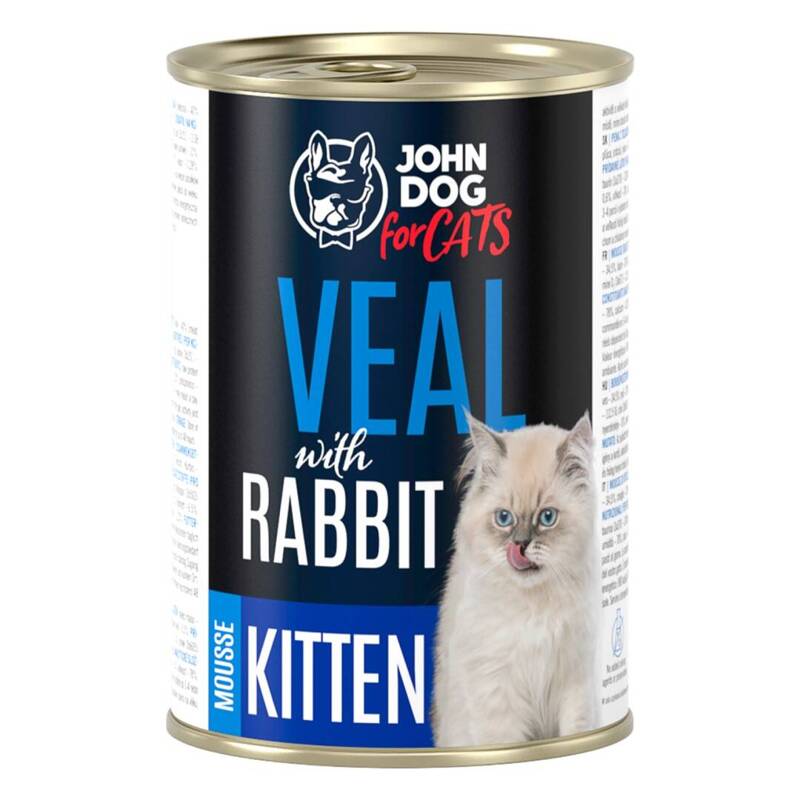 John Dog for Cats Mus Cielęcina z Królikiem 400g Bezzbożowa Mokra Karma Dla Kociąt