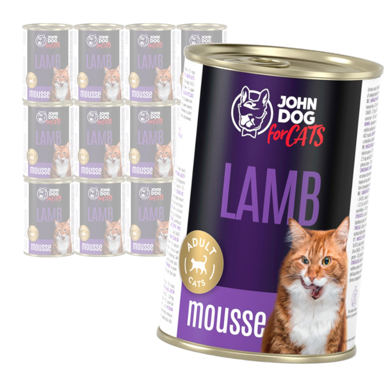 John Dog for Cats Mus z Jagnięciną 12x400g Bezzbożowa Mokra Karma Dla Kota