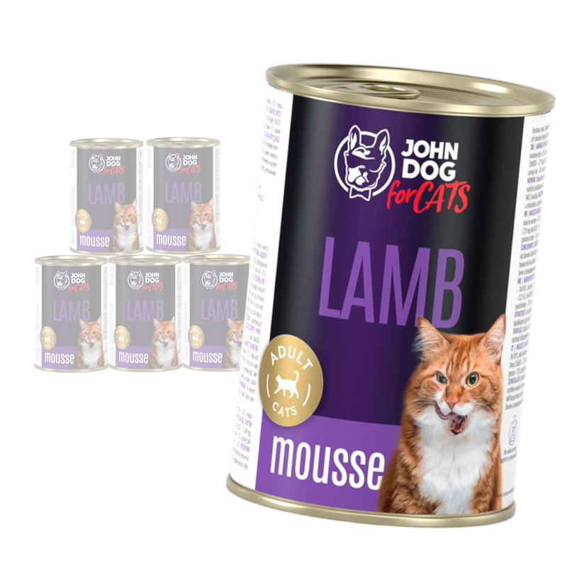 John Dog for Cats Mus z Jagnięciną 6x400g Bezzbożowa Mokra Karma Dla Kota