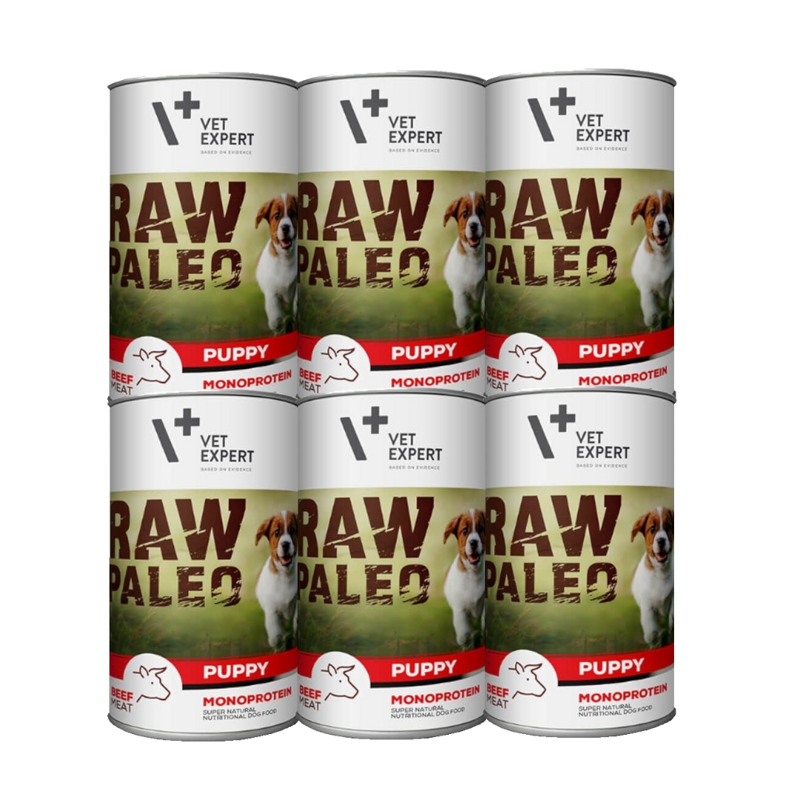 Karma Mokra dla Szczeniąt VetExpert RAW PALEO Puppy Beef 6x400g - z Wołowiną