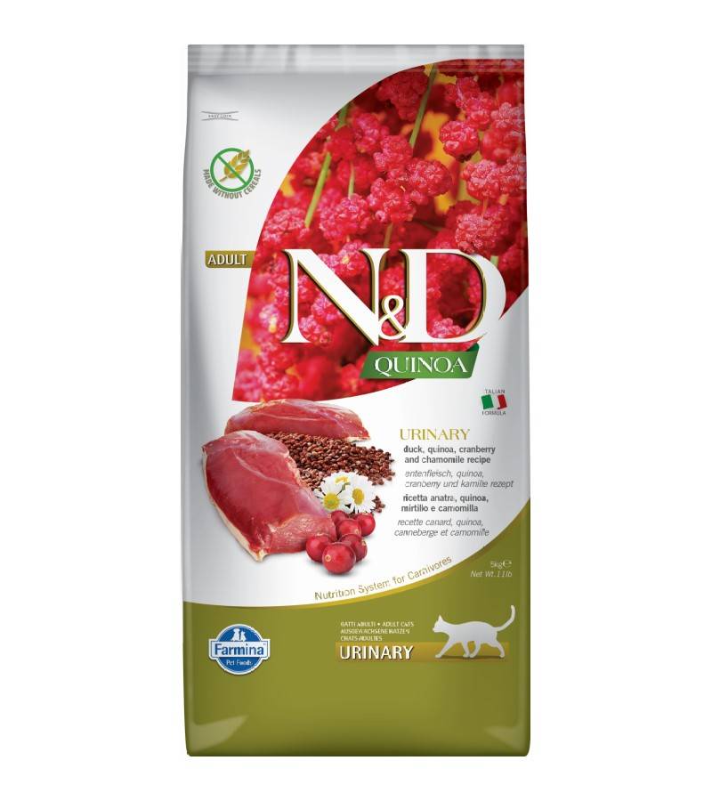 N&D CAT QUINOA URINARY DUCK 5 KG Sucha karma dla kota na Ukł. moczowy, z kaczką, quinoa, żurawiną i rumiankiem