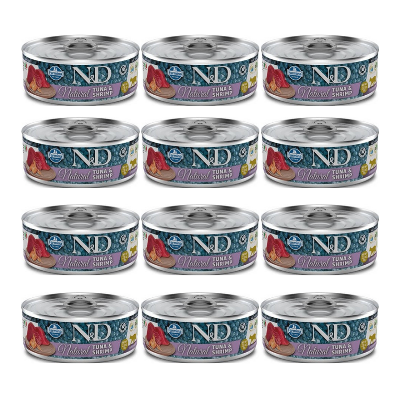 N&D Cat Natural Tuna & Shrimp 12x70g Mokra Karma Dla Kota Tuńczyk Krewetka