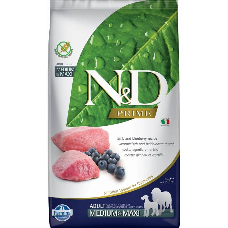 N&D Dog Prime Lamb Blueberry Adult Medium Maxi 2.5KG Sucha karma pies jagnięcina