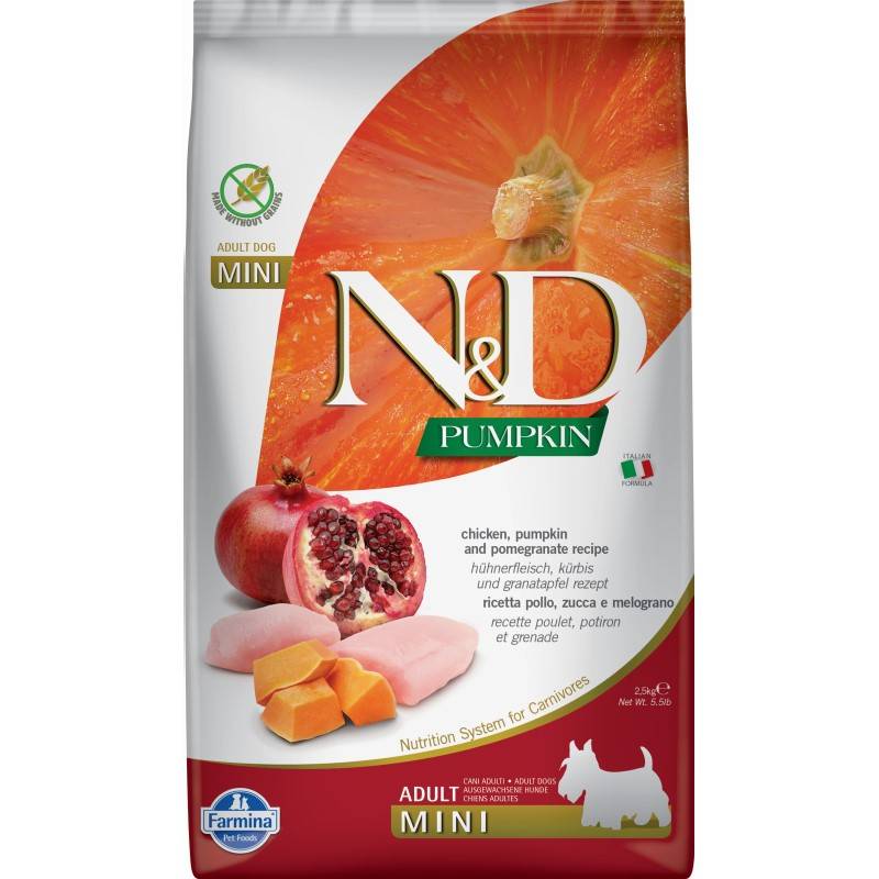 N&D GF Pumpkin Chicken Pomegranate Adult Mini 2,5kg