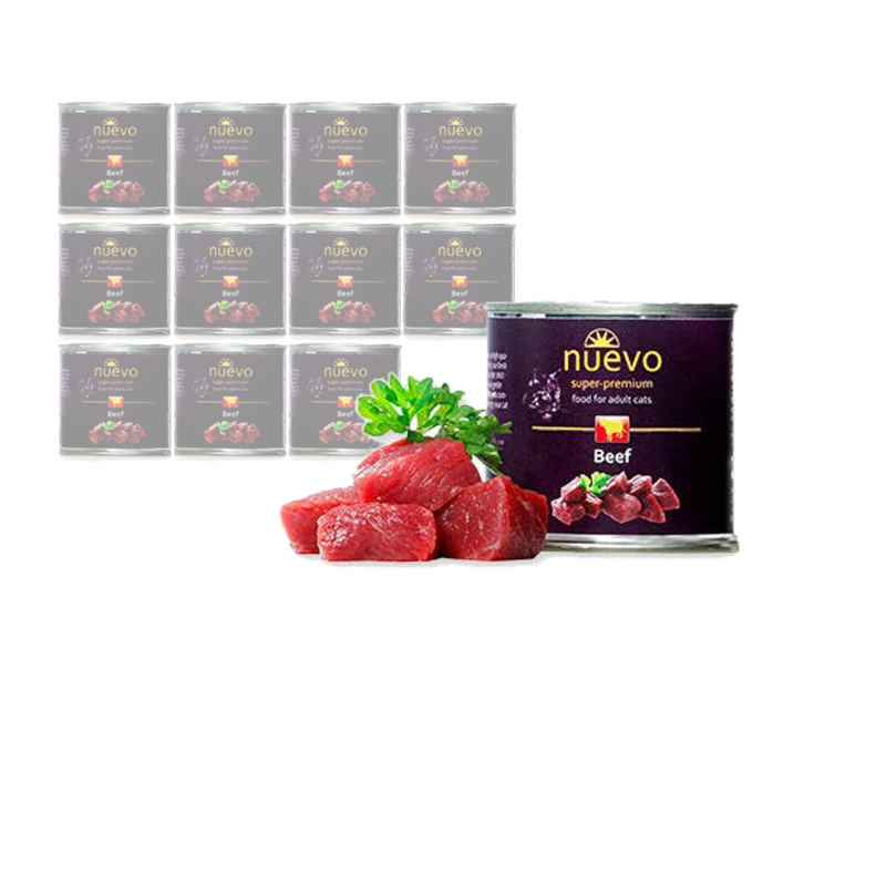 Nuevo Super Premium Mokra Karma Dla Kota z Wołowiną 12x200g