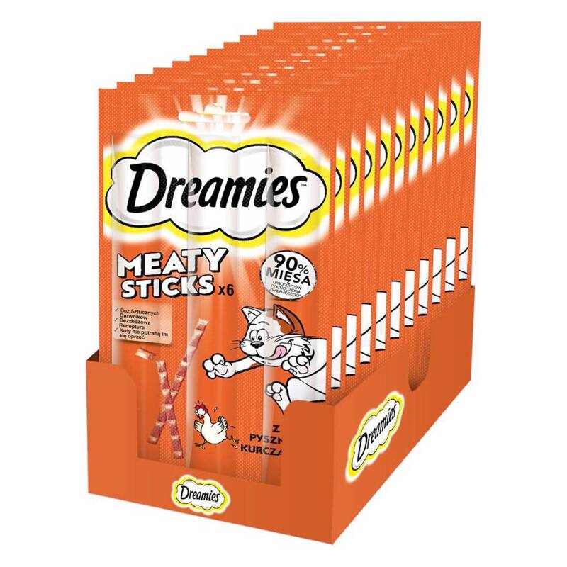 Przysmak Dreamies 14x30g Karma Uzupełniająca Dla Dorosłych Kotów Pałeczki Z Kurczakiem