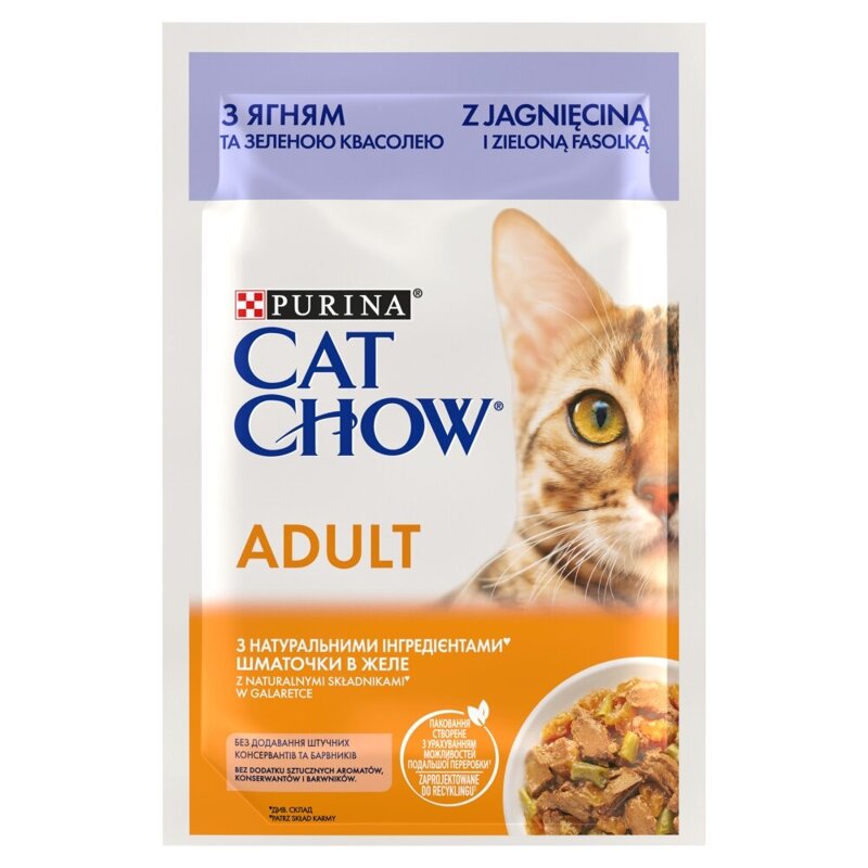 Purina Cat Chow Adult 85g Mokra Karma Dla Kota z Jagnięciną i Zieloną Fasolką w Galaretce