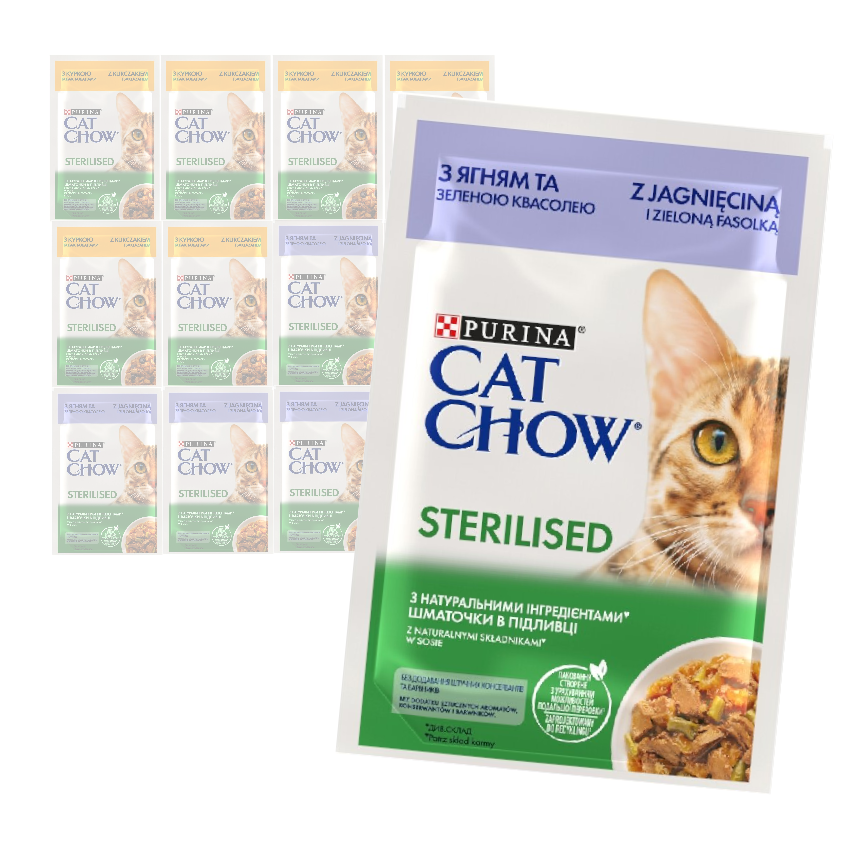 Purina Cat Chow Sterilised 12x85g Mokra Karma Dla Kota Kurczak  i Jagnięcina w Sosie