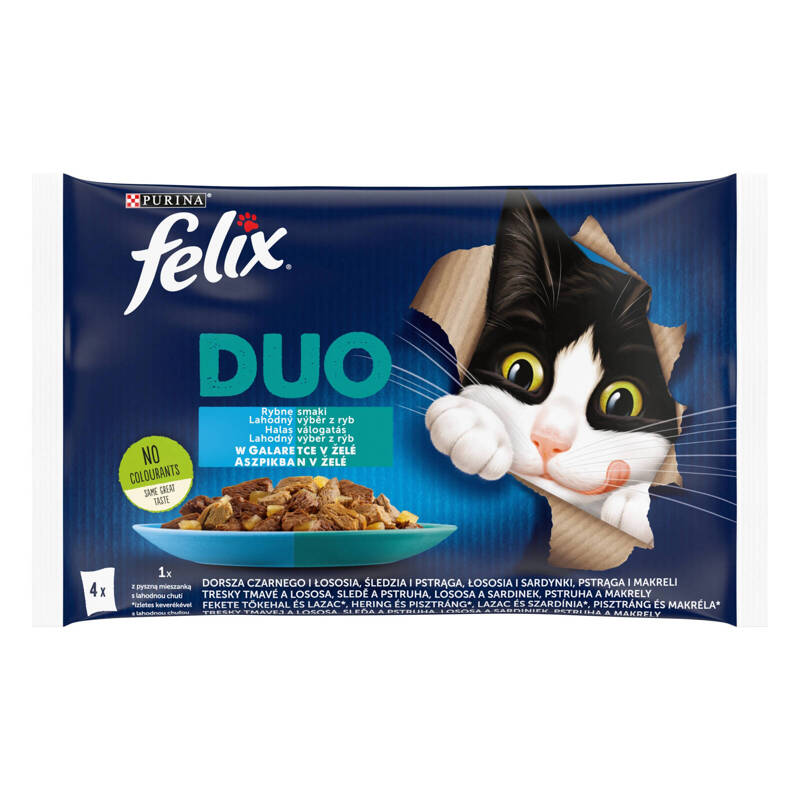 Purina Felix Fantastic Duo Mokra Karma Dla Kota 320g (4x85g) Rybne Smaki W Galaretce