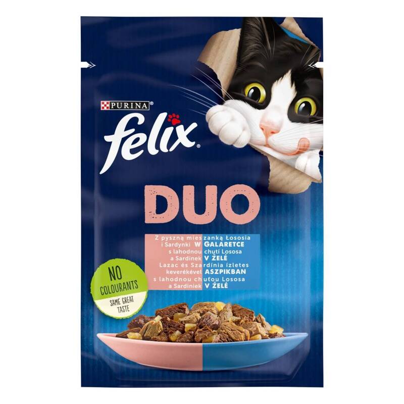 Purina Felix Fantastic Duo Mokra Karma Dla Kota Z Łososiem I Sardynką W Galaretce 85g