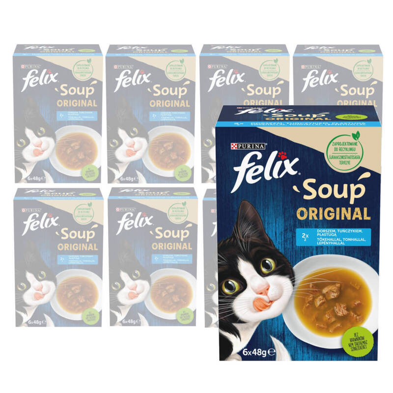 Purina Felix Soup Original Mokra Karma Dla Kota 48x48g Rybne Smaki Z Dorszem Tuńczykiem Płastugą