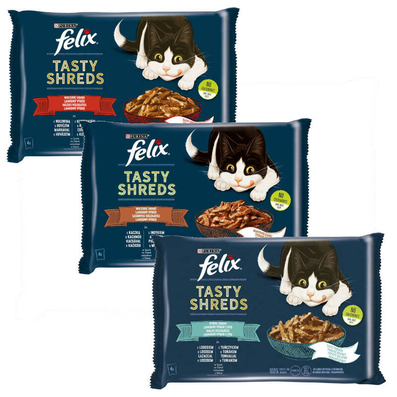 Purina Felix Tasty Shreds Mokra Karma Dla Kota Mix Smaków W Sosie 12x80g