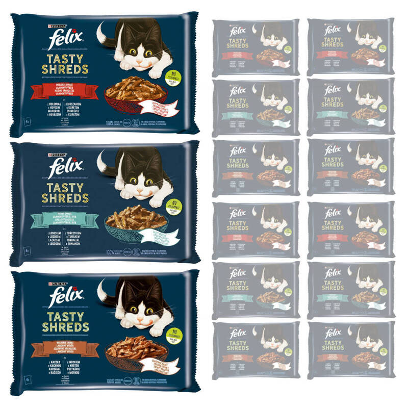 Purina Felix Tasty Shreds Mokra Karma Dla Kota Mix Smaków W Sosie 60x80g