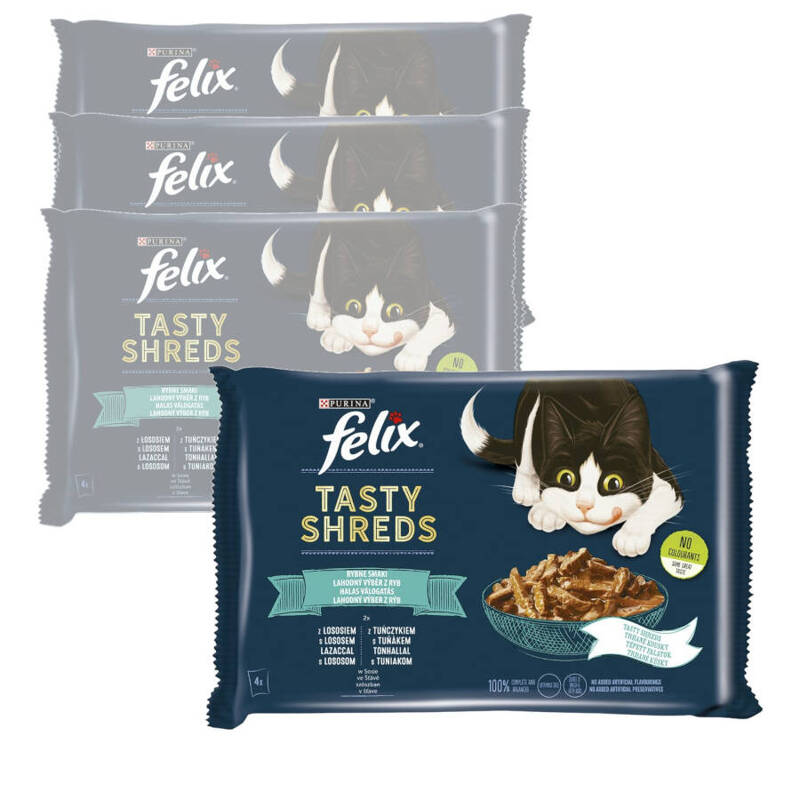 Purina Felix Tasty Shreds Mokra Karma Dla Kota Rybne Smaki W Sosie 16x80g Z Łososiem I Tuńczykiem