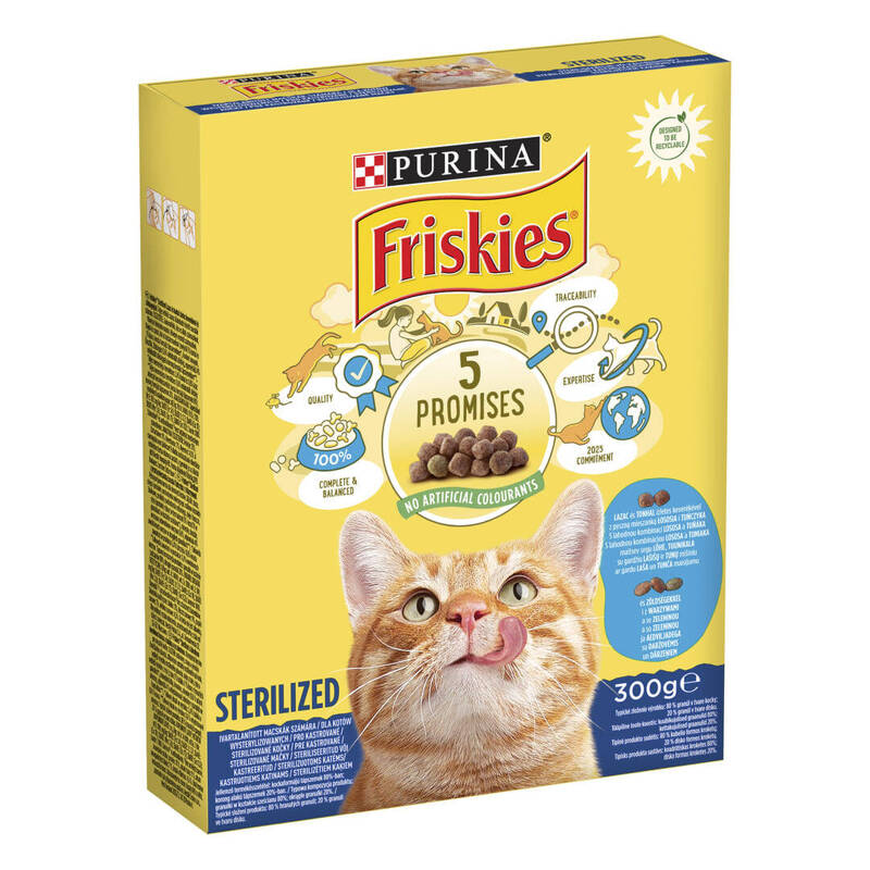 Purina Friskies Sucha Karma Dla Kotów Sterylizowanych Z Łososiem I Dodatkiem Warzyw 300g