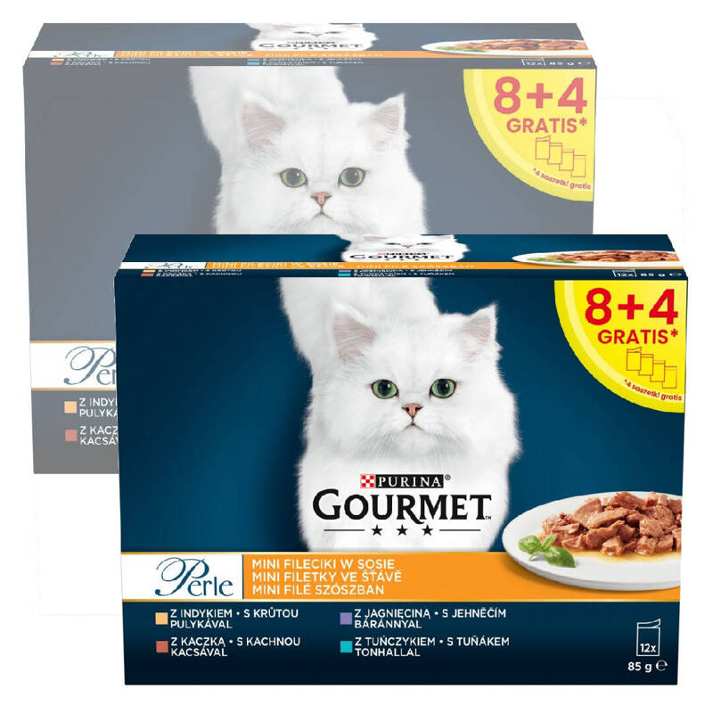 Purina Gourmet 24x85g Perle Mini Fileciki w Sosie Mokra Karma Dla Kota 16+8 Saszetki GRATIS