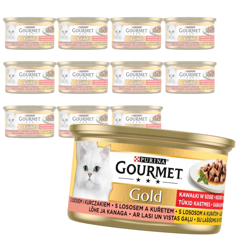 Purina Gourmet Gold Karma Dla Kotów Łosoś I Kurczak W Sosie Z Pomidorami 12x85g