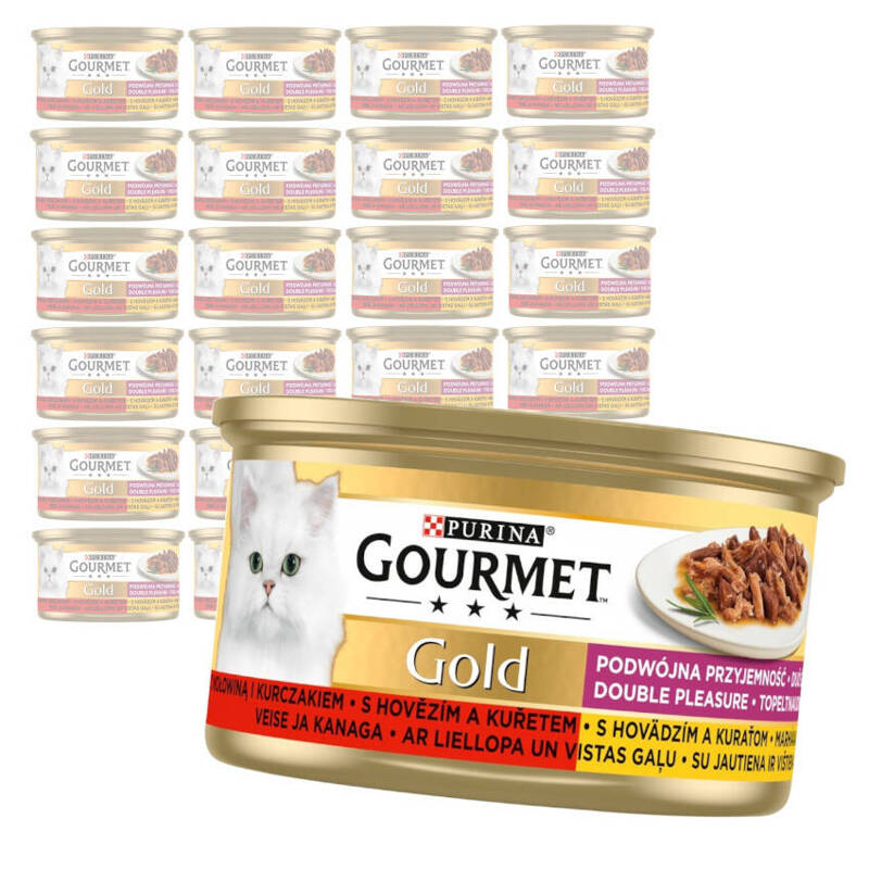 Purina Gourmet Gold Karma Dla Kotów Podwójna Przyjemność Wołowina I Kurczak 24x85g