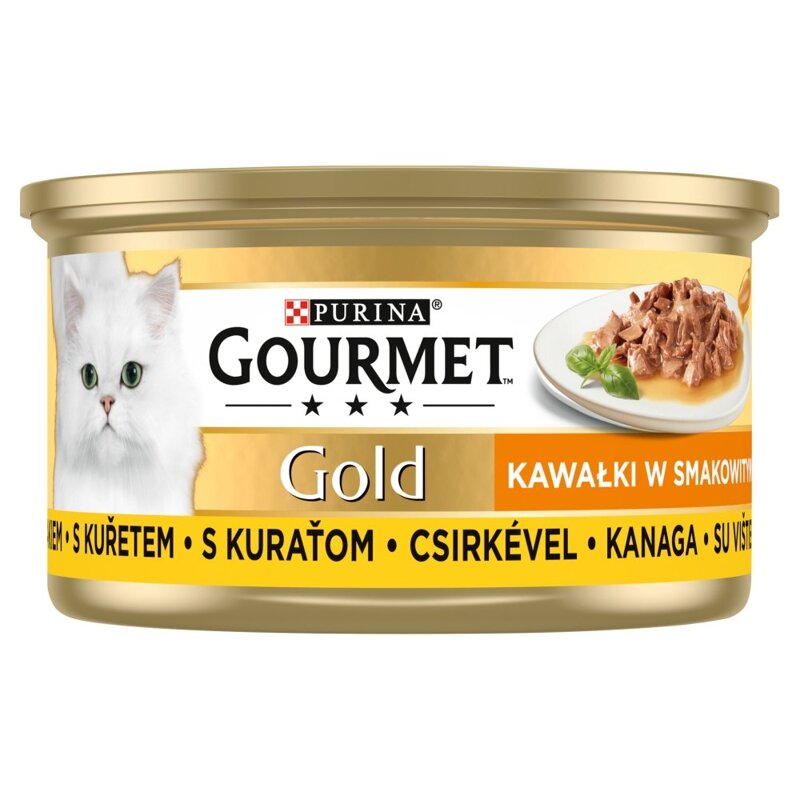 Purina Gourmet Gold z Kurczakiem 85g Mokra Karma Dla Kota Kawałki w Sosie