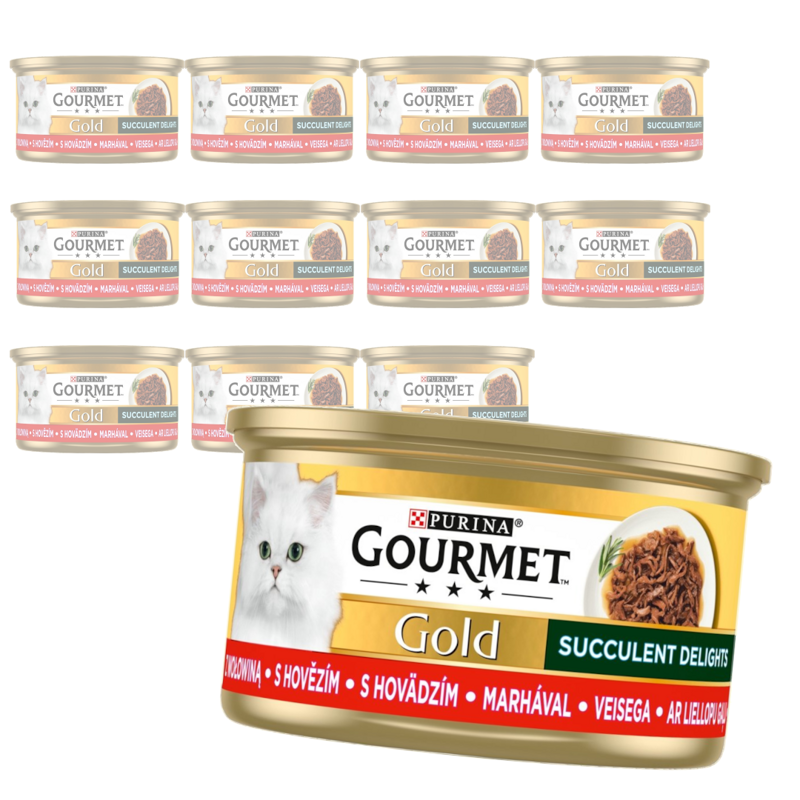 Purina Gourmet Gold z Wołowiną 12x85g Mokra Karma Dla Kota Succulent Delights