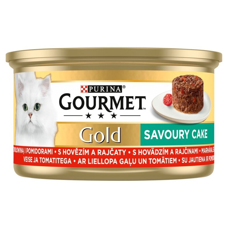 Purina Gourmet Gold z Wołowiną i Pomidorami 85g Mokra Karma Dla Kota Savoury Cake