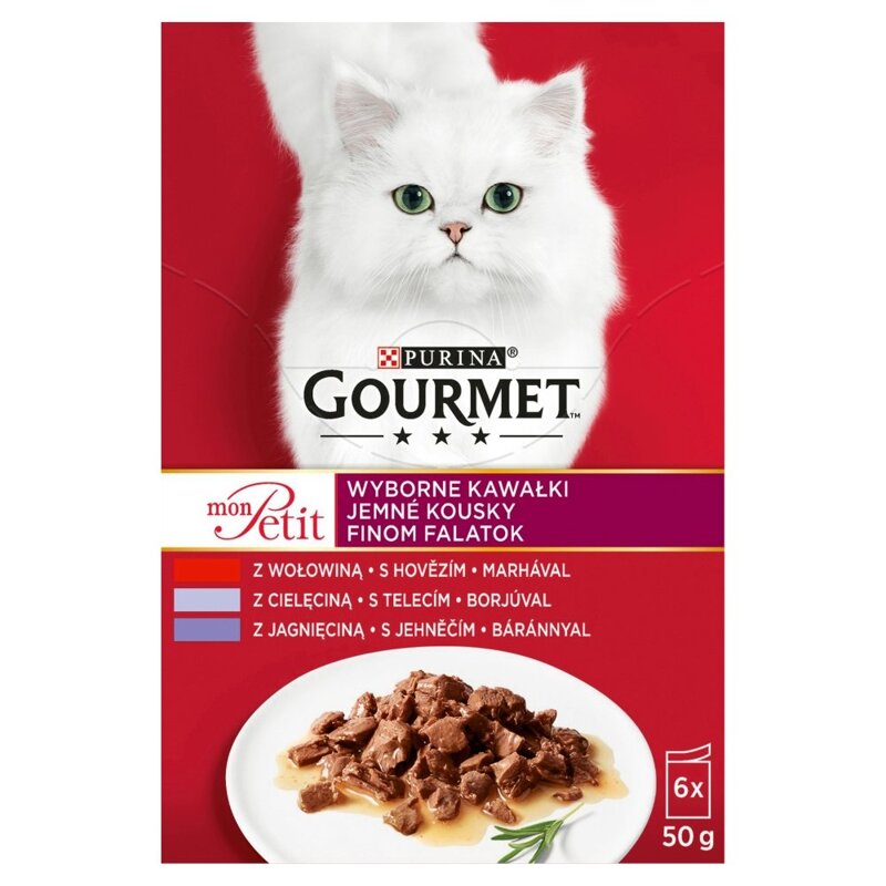 Purina Gourmet Mon Petit Mix Mięsne Smaki 6x50g Mokra Karma Dla Kota Wyborne Kawałki