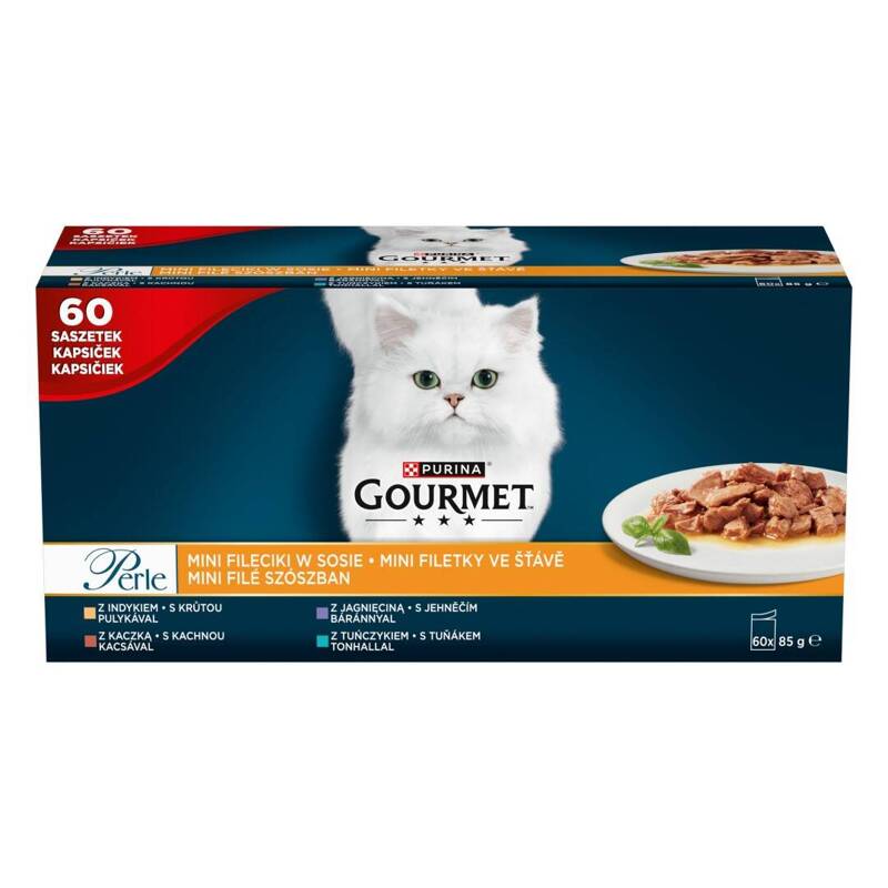 Purina Gourmet Perle 60x85g Mokra Karma Dla Kota Mini Fileciki w Sosie Mix Smaków