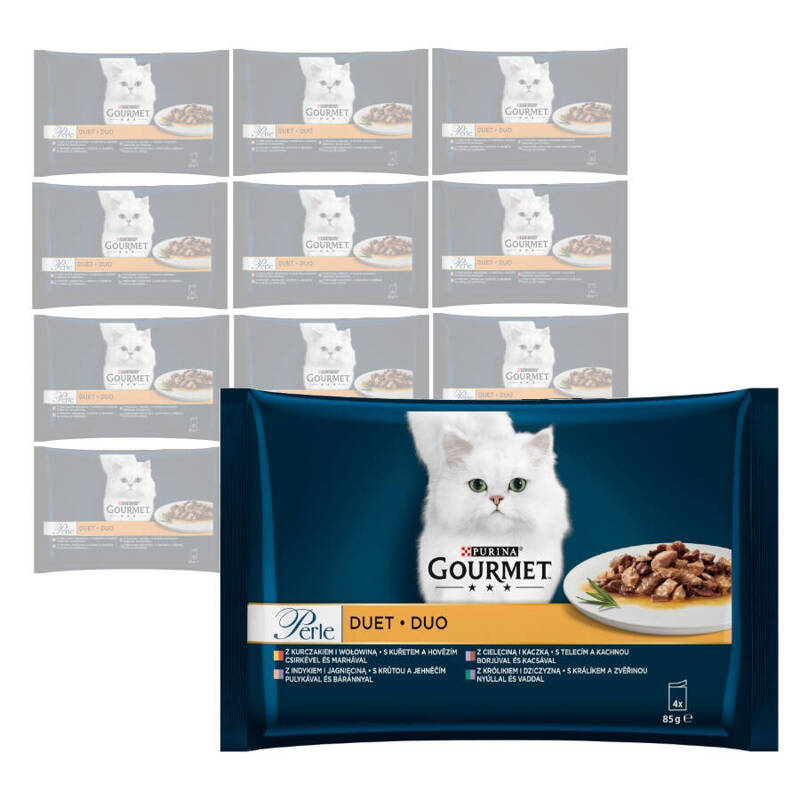 Purina Gourmet Perle Duet Mięsny 12x340g (48 saszetek) Mokra Karma Dla Kota