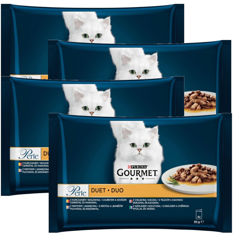 Purina Gourmet Perle Duet Mięsny 4x340g (16 saszetek) Mokra Karma Dla Kota