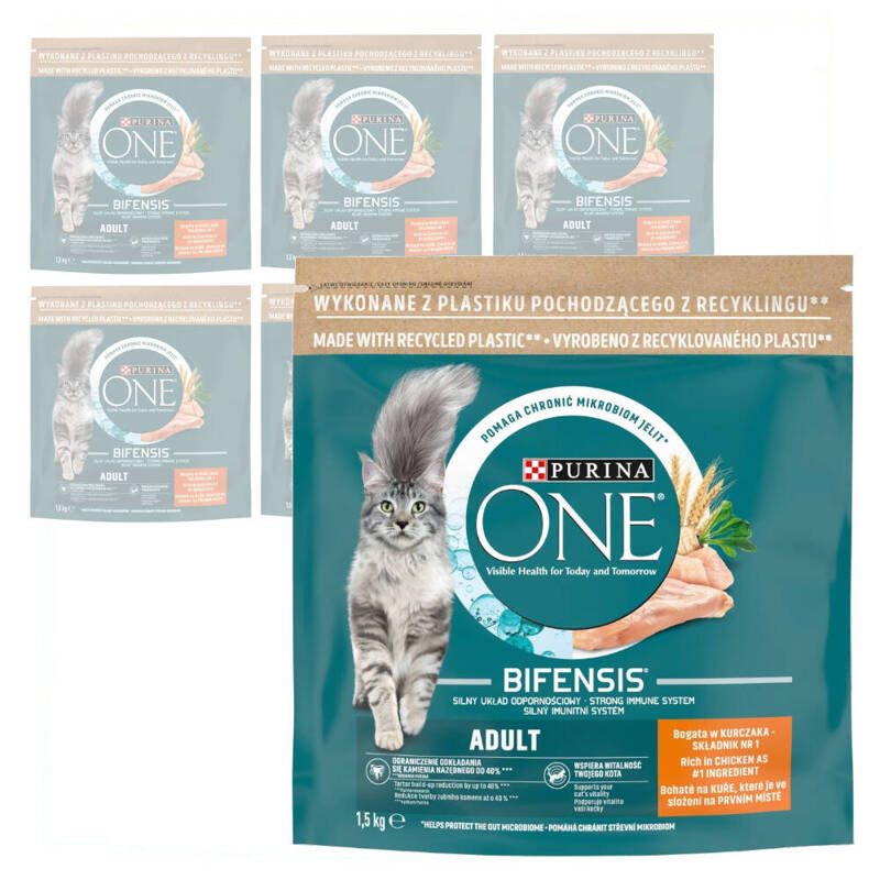 Purina One Bifensis Adult 6x1,5kg Sucha Karma Dla Kota z Kurczakiem