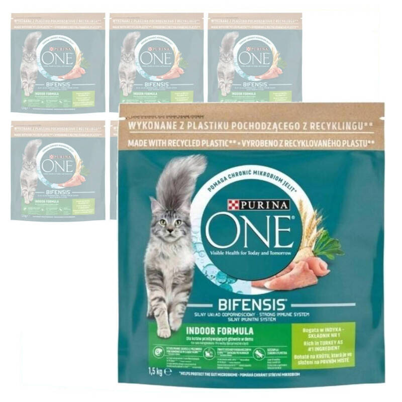 Purina One Bifensis Indoor Formula Sucha Karma Dla Kota Niewychodzącego Z Indykiem 6x1,5kg