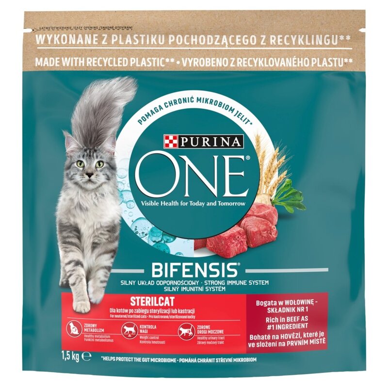 Purina One Bifensis Sterilcat 1,5kg Sucha Karma Dla Kota z Wołowiną