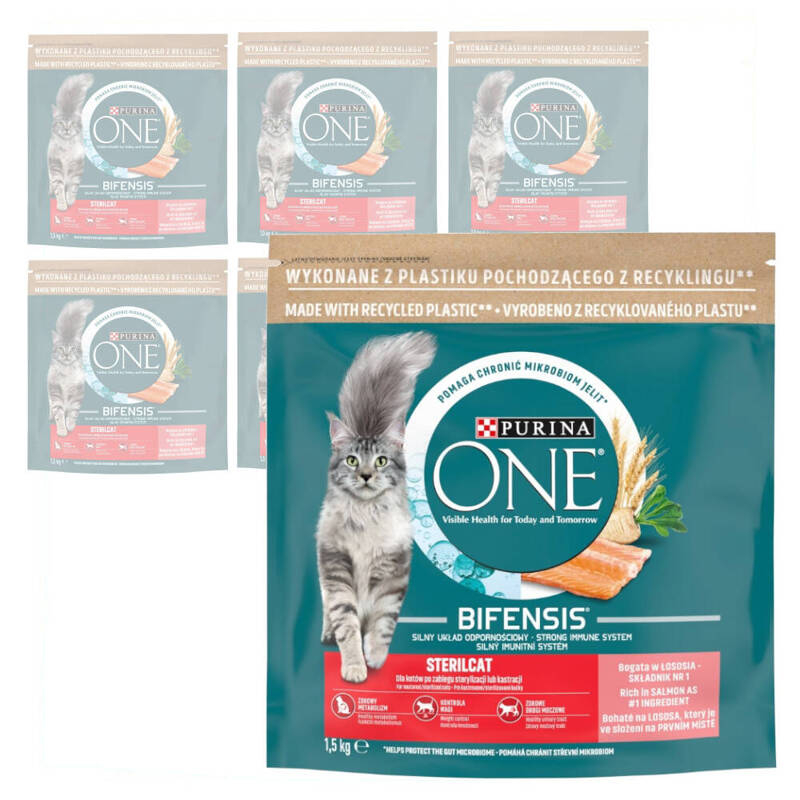 Purina One Bifensis Sterilcat 6x1,5kg Sucha Karma z Łososiem Dla Kota Sterylizowanego