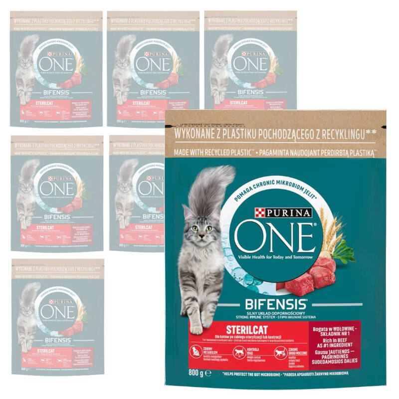 Purina One Bifensis Sterilcat 8x800g Sucha Karma Dla Kota z Wołowiną