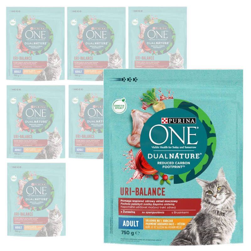 Purina One Dual Nature Uri-Balance Adult Karma Dla Dorosłych Kotów Z Kurczakiem 8x750g Wspiera Układ Moczowy