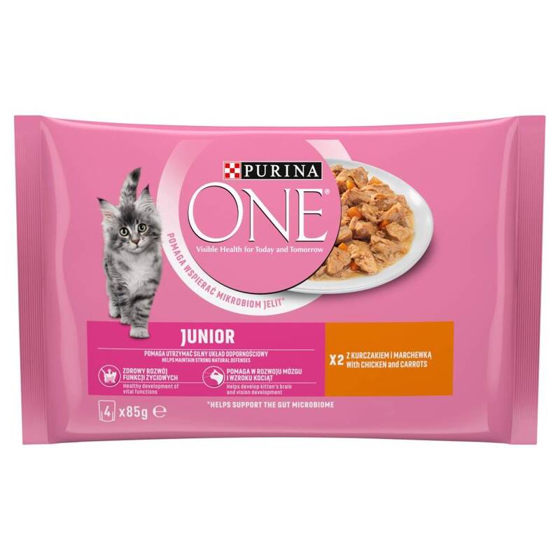 Purina One Junior 4x85g Mokra Karma Dla Kociąt z Kurczakiem i Marchewką