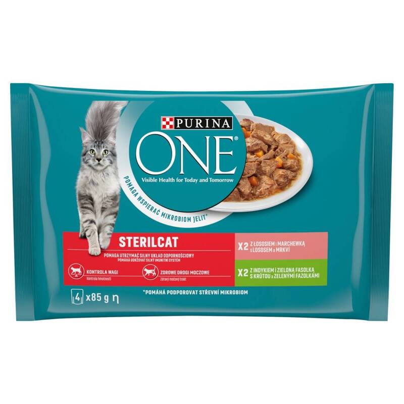 Purina One Sterilcat 4x85g Mokra Karma Dla Kota z Łososiem i Indykiem