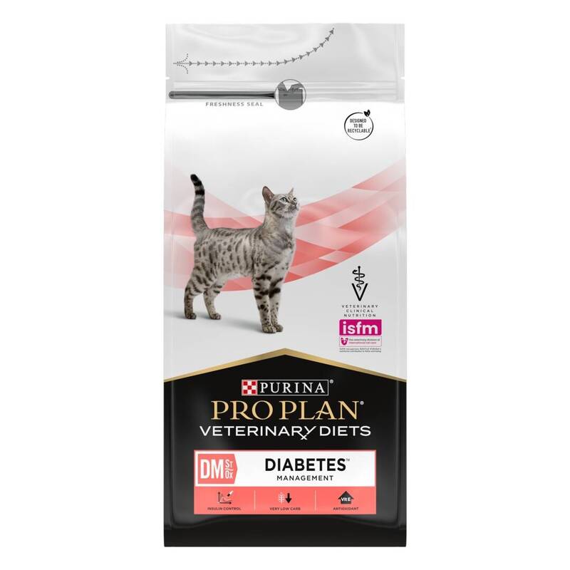 Purina Pro Plan Veterinary Diets Feline DM Diabetes Management Sucha Karma Dla Kota 1,5kg Redukcja Glukozy