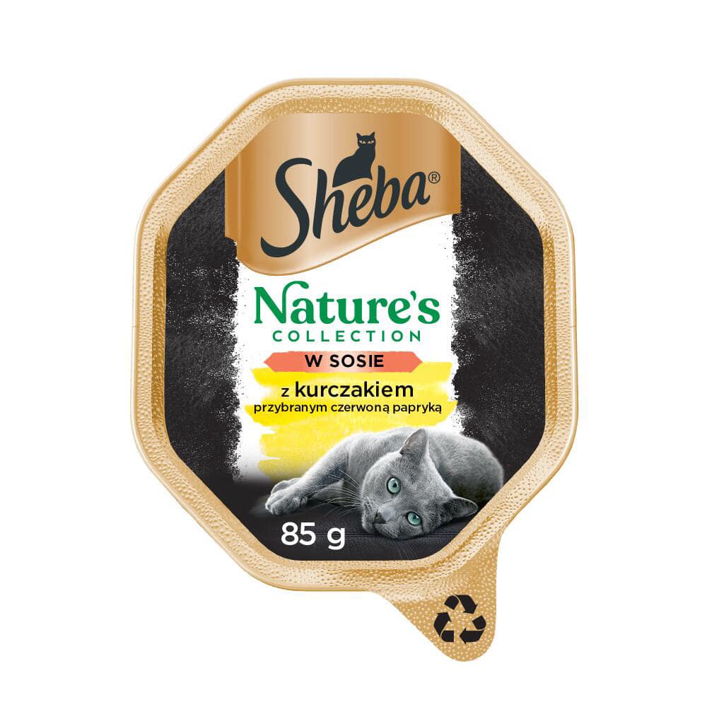 SHEBA tacka 85g Nature's Collection – mokra karma dla dorosłych kotów, w sosie z kurczakiem przybranym czerwoną papryką