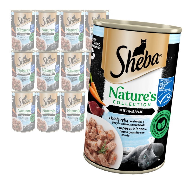 Sheba Nature's Collection 12x400g Mokra Karma Dla Kotów Z Białą Rybą I Wątróbką W Pasztecie