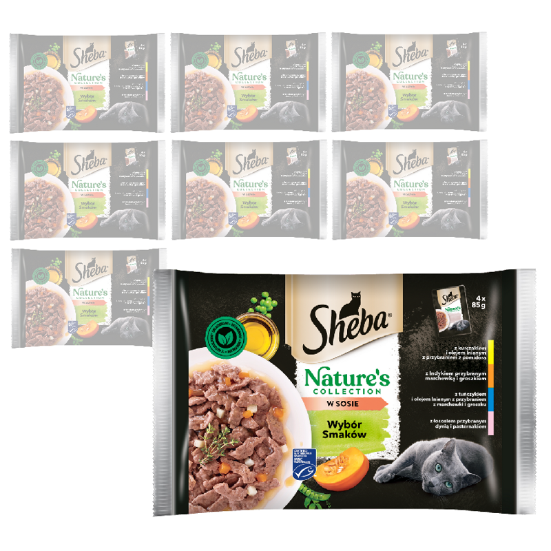 Sheba Nature's Collection 32x85g Mokra Karma Dla Kotów Wybór Smaków W Sosie Kurczak Indyk Tuńczyk Łosoś