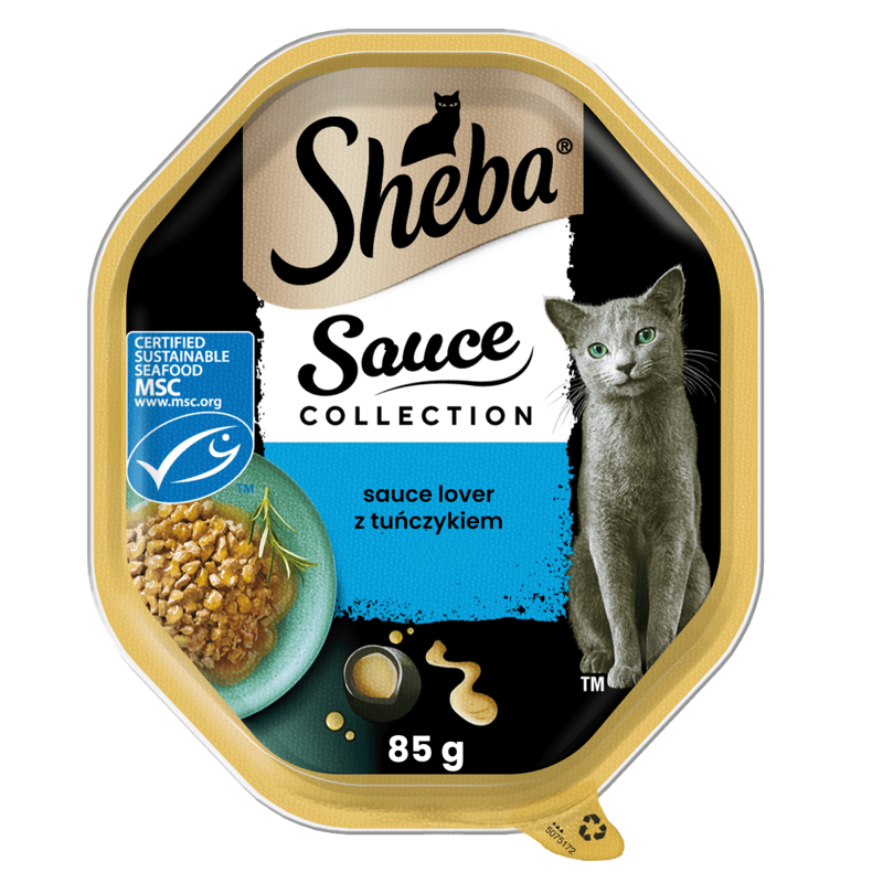 Sheba Sauce Collection Tacka 85g Mokra Karma Pełnoporcjowa Dla Kota Kawałki Z Tuńczykiem W Sosie