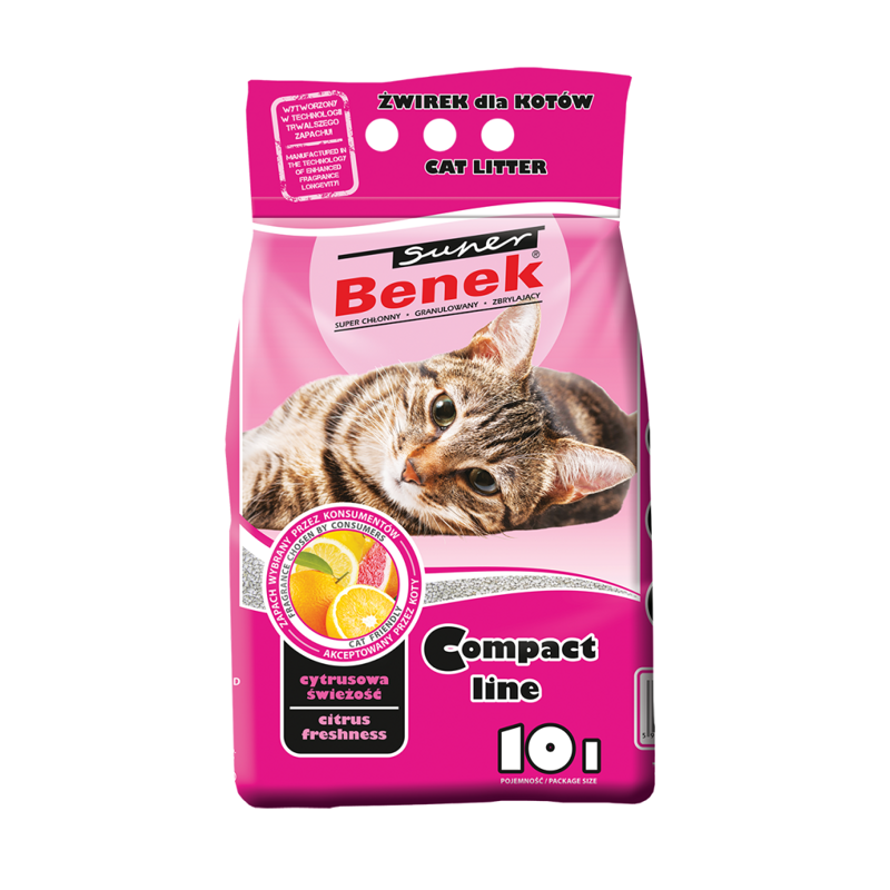 Super Benek Compact Cytrusowa Świeżość 10L Żwirek Bentonitowy Dla Kota