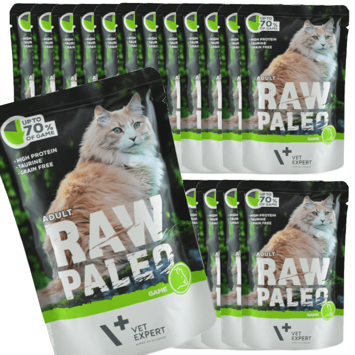 Vet Expert Raw Paleo Adult 24x100g Game Mokra Karma Dla Kotów 70% Dziczyzny Bez Zbóż