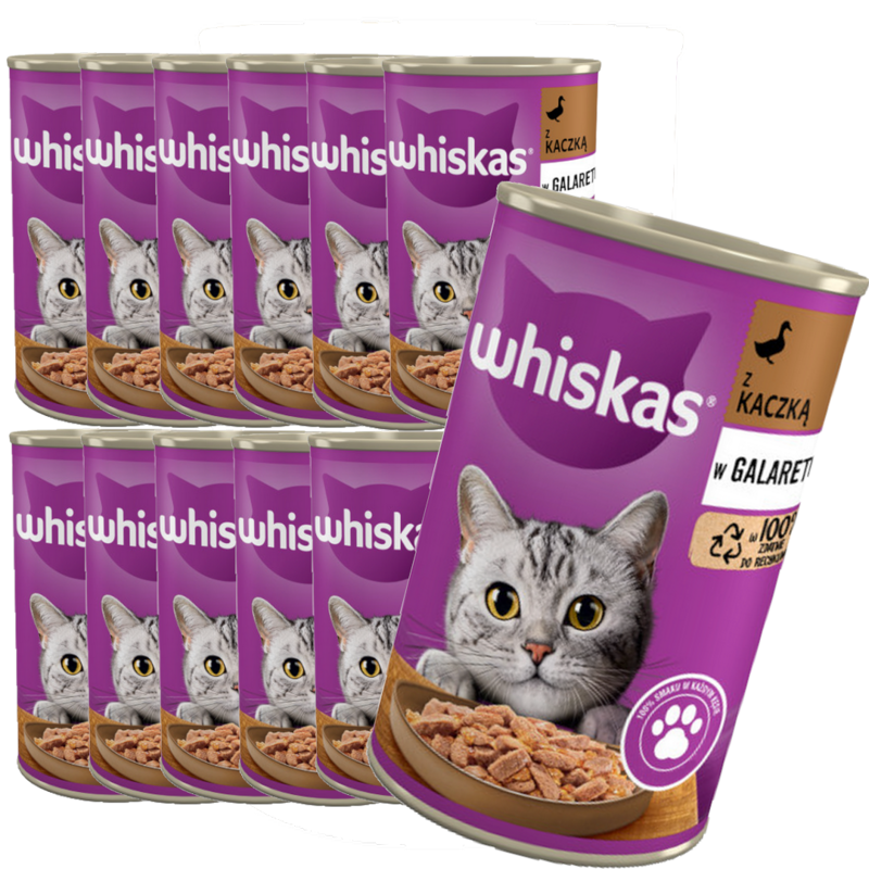 WHISKAS Adult puszka 400g KACZKA mokra karma w galaretce dla dorosłych kotów