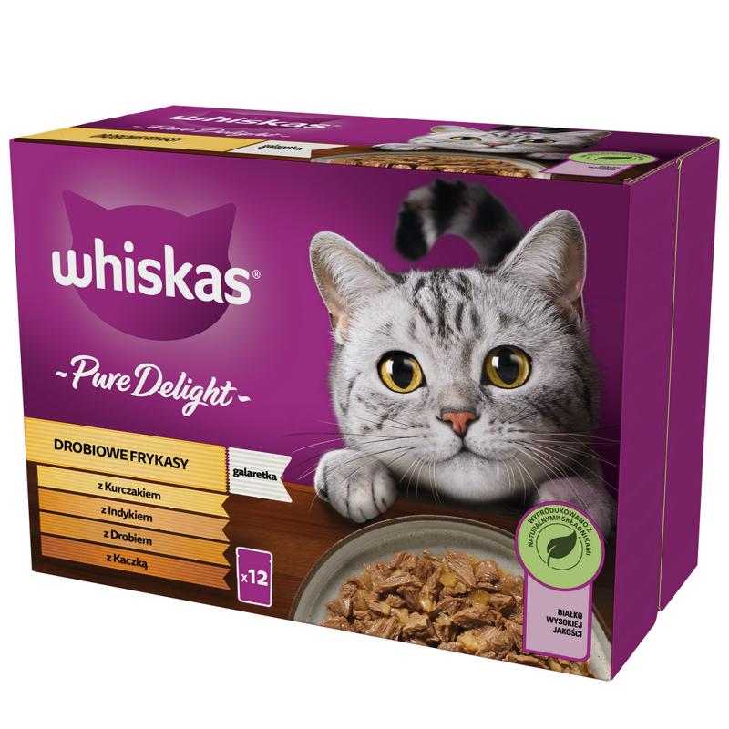 Whiskas Adult 12x85g Drobiowe Frykasy Mokra Karma Pełnoporcjowa Dla Dorosłych Kotów W Galaretce