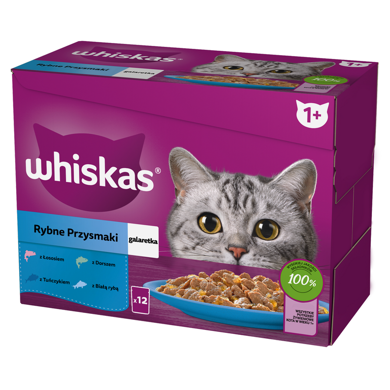 Whiskas Adult 12x85g Rybne Przysmaki Mokra Karma Dla Dorosłych Kotów 4 Smaki W Galaretce