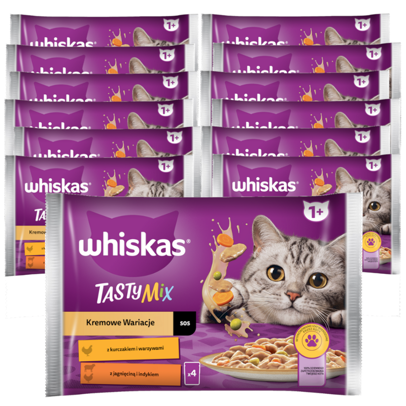 Whiskas Adult 13x340g Kremowe Wariacje Mokra Karma Dla Dorosłego Kota W Sosie Kurczak Z Warzywami, Jagnięcina Z Indykiem