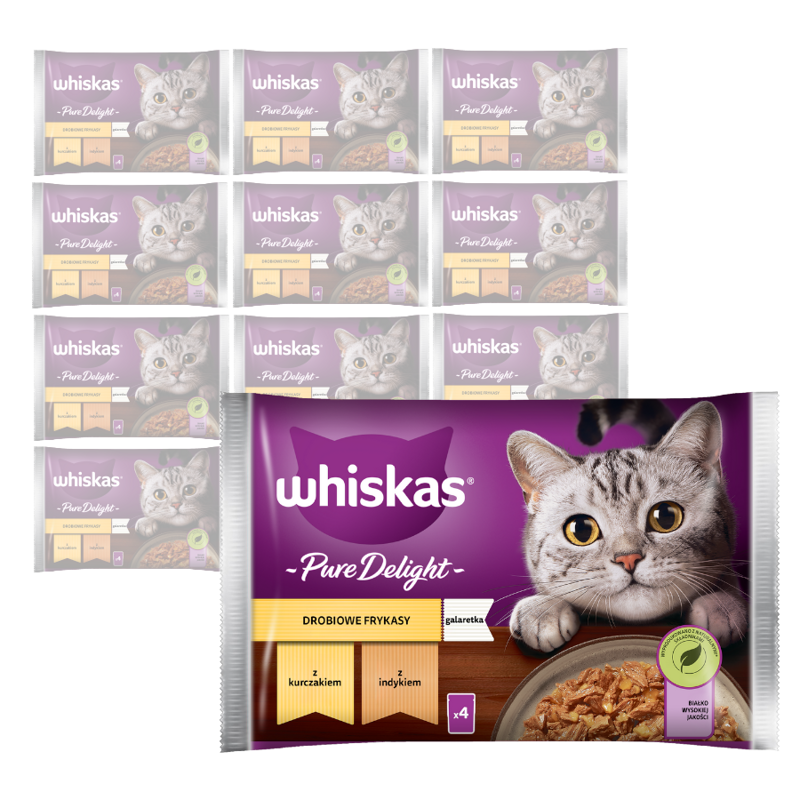 Whiskas Adult Drobiowe Frykasy W Galaretce 52x85g Mokra Karma Dla Dorosłego Kota Z Kurczakiem I Indykiem