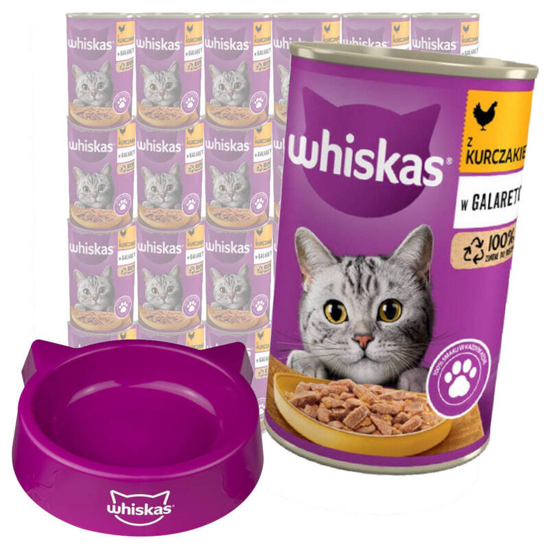 Whiskas Adult Kurczak W Galaretce 24x400g Mokra Karma Pełnoporcjowa Dla Kota + Miska Gratis